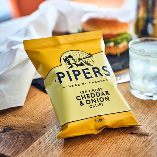 Pipers Lye Cross Cheddar & Onion Crisps 24 x 40g – image 2