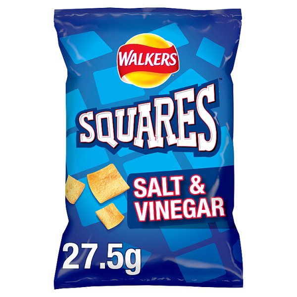 Walkers Squares Salt & Vinegar Snacks Crisps 32 x 27.5g