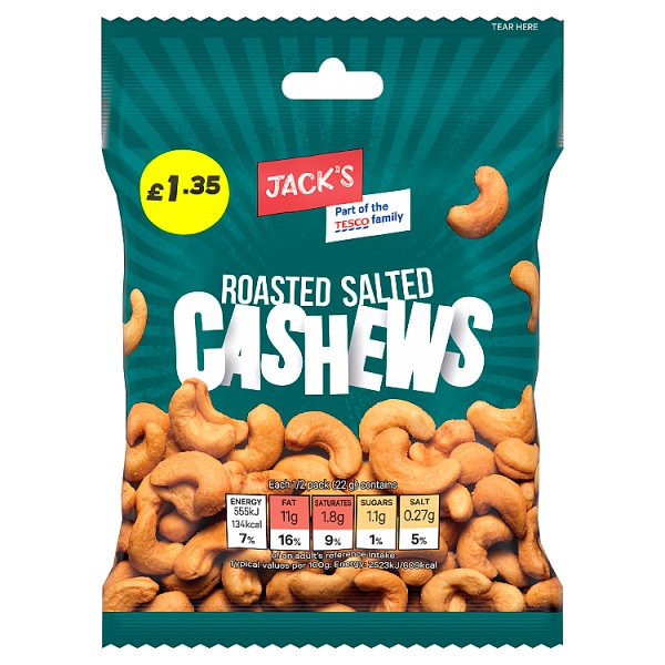 Jack's Roasted Salted Cashews 24 x 45g