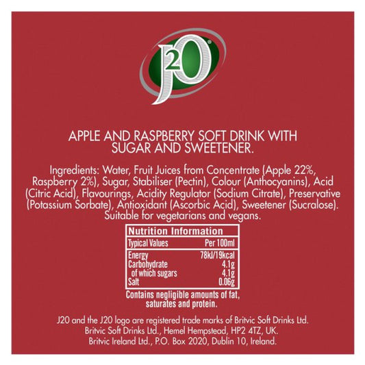 J2O Apple & Raspberry 12 x 275ml – image 2