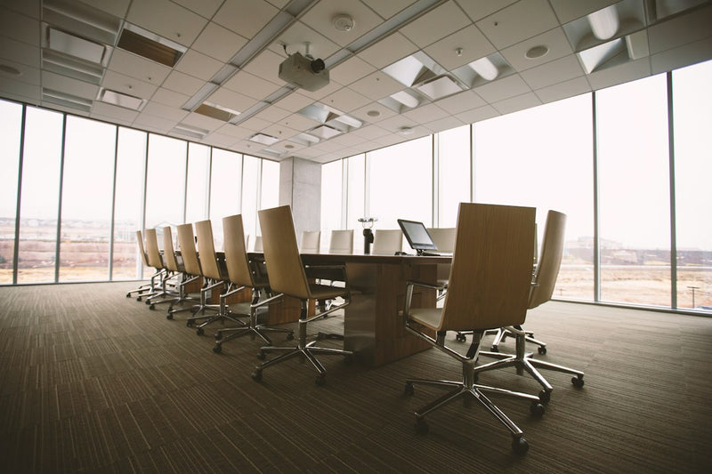 Boardroom with wooden conference table