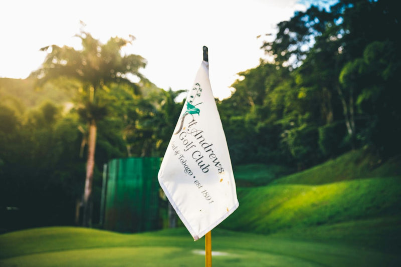 Golf course green with flag