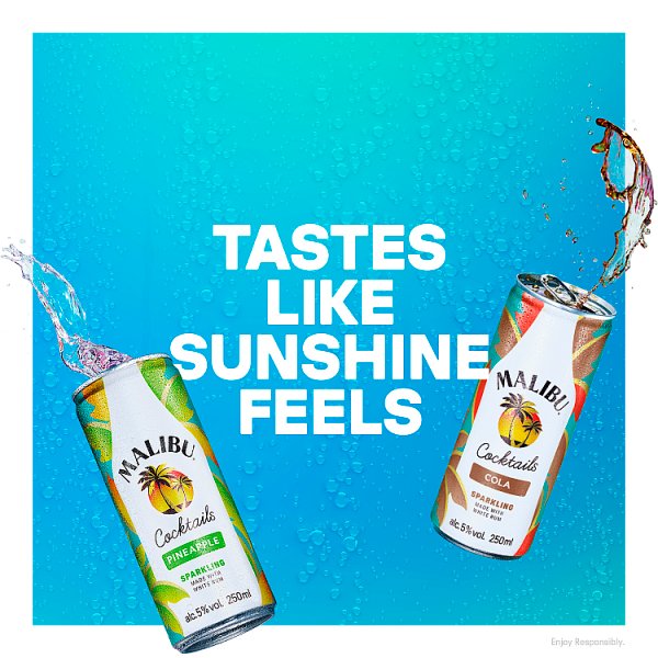 Malibu Pre-Mixed Sparkling Pineapple Rum Drink 12 x 250ml – image 2