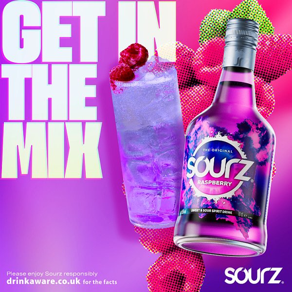 Sourz Raspberry Sweet & Sour Liqueur 70cl – image 2