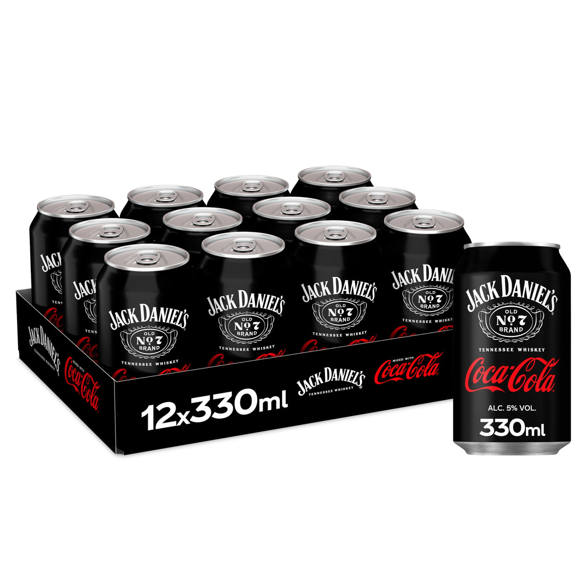 Jack Daniels Tennessee Whiskey and Cola Premixed Cans 12 x 330ml