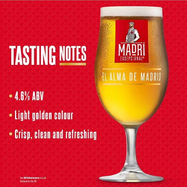 Madrí Excepcional Lager 12 x 660ml Bottle – image 3