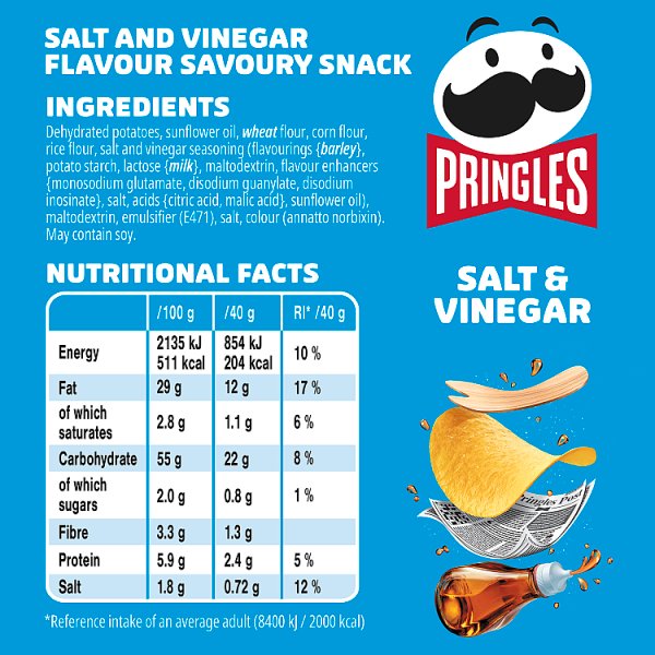 Pringles Salt & Vinegar Snacking Crisps 12 x 40g – image 3