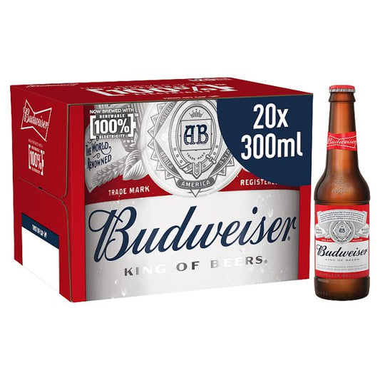 Budweiser Lager Beer Bottles 20 x 300ml