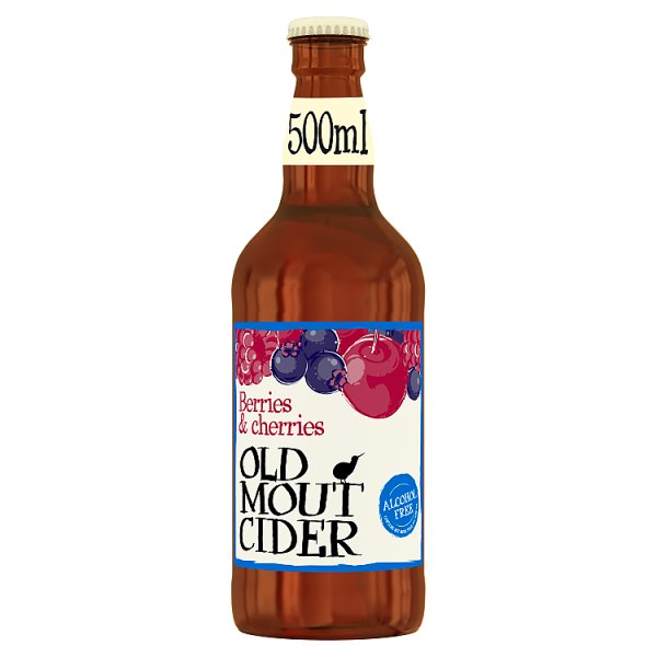 Old Mout Cider Berries & Cherries Alcohol Free Bottle 12 x 500ml
