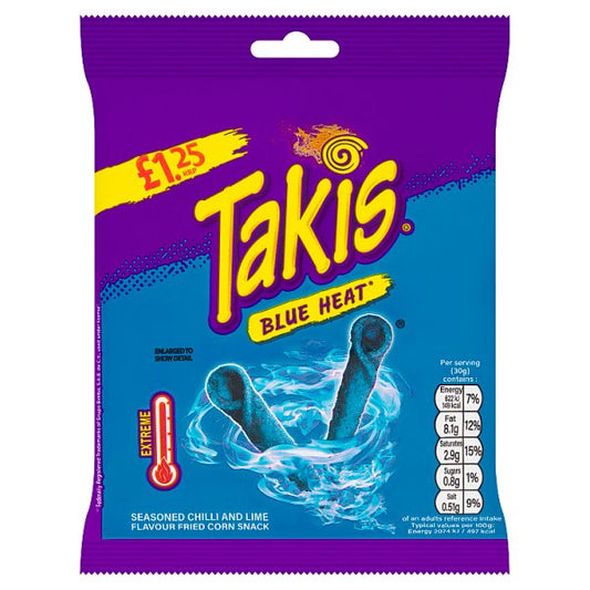 Takis Blue Heat Chilli and Lime Flavour Corn Snack 21 x 55g
