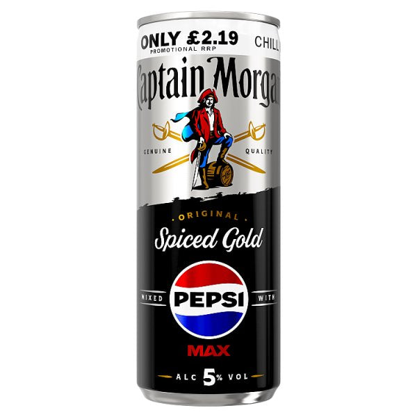 Captain Morgan Original Spiced Gold and Pepsi MAX® Premix 12 x 250ml can