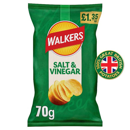 Walkers Salt & Vinegar Sharing Crisps 18 x 70g