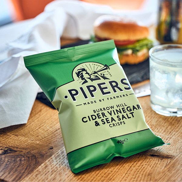 Pipers Burrow Hill Cider Vinegar & Sea Salt Crisps 24 x 40g – image 2