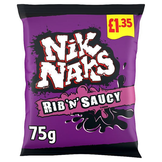 Nik Naks Rib 'N' Saucy Crisps 20 x 75g