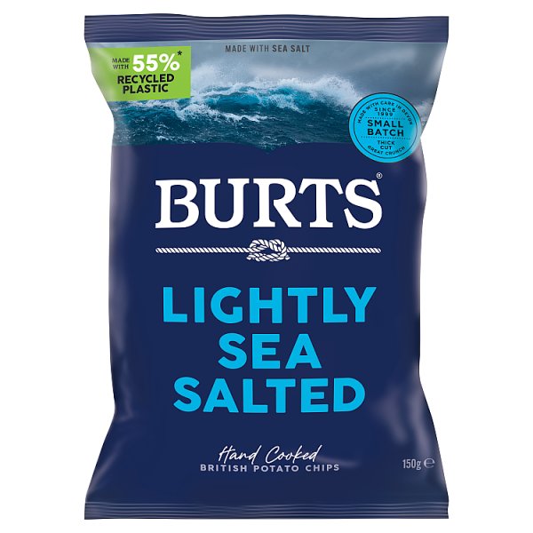 Burts Lightly Sea Salted Hand Cooked British Potato Chips 10 x 150g