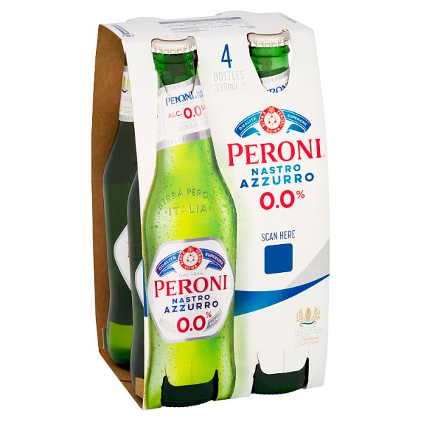 Peroni Nastro Azzurro Italian Non-Alcoholic Beer 24 x 330ml Bottles