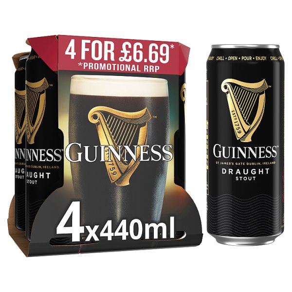 Guinness Draught Stout Beer In Can 24 x 440ml