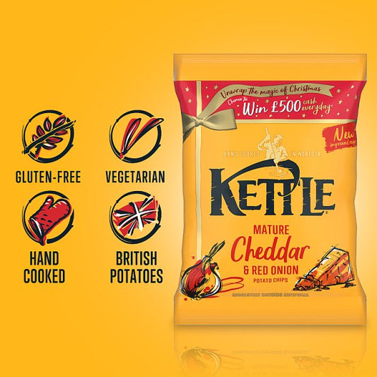 Kettle Mature Cheddar & Red Onion Potato Chips 18 x 40g – image 2