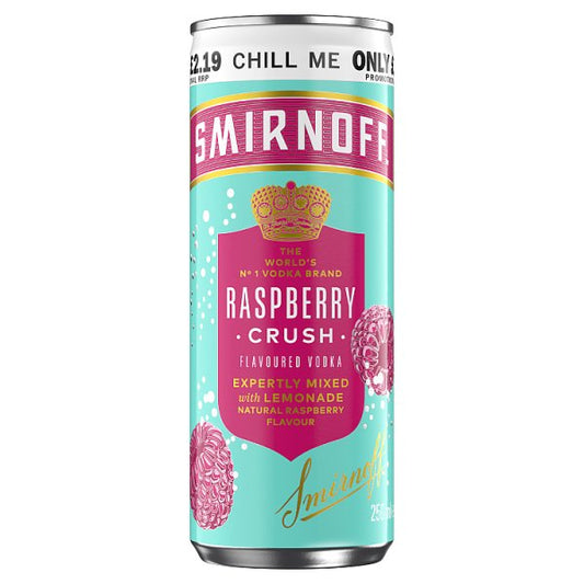 Smirnoff Raspberry Crush & Lemonade 12 x 250ml Cans