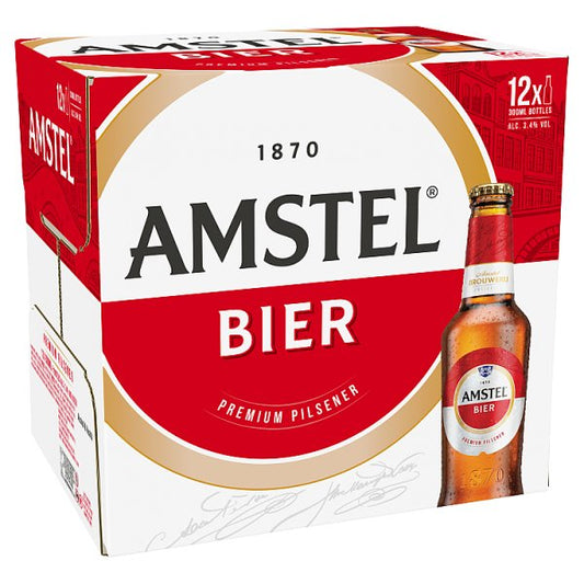 Amstel Beer Premium Bavarian Pilsener Style Lager Bottles 12 x 330ml