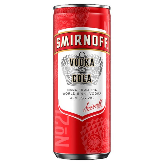 Smirnoff Red Label Vodka and Cola Drink 12 x 250ml